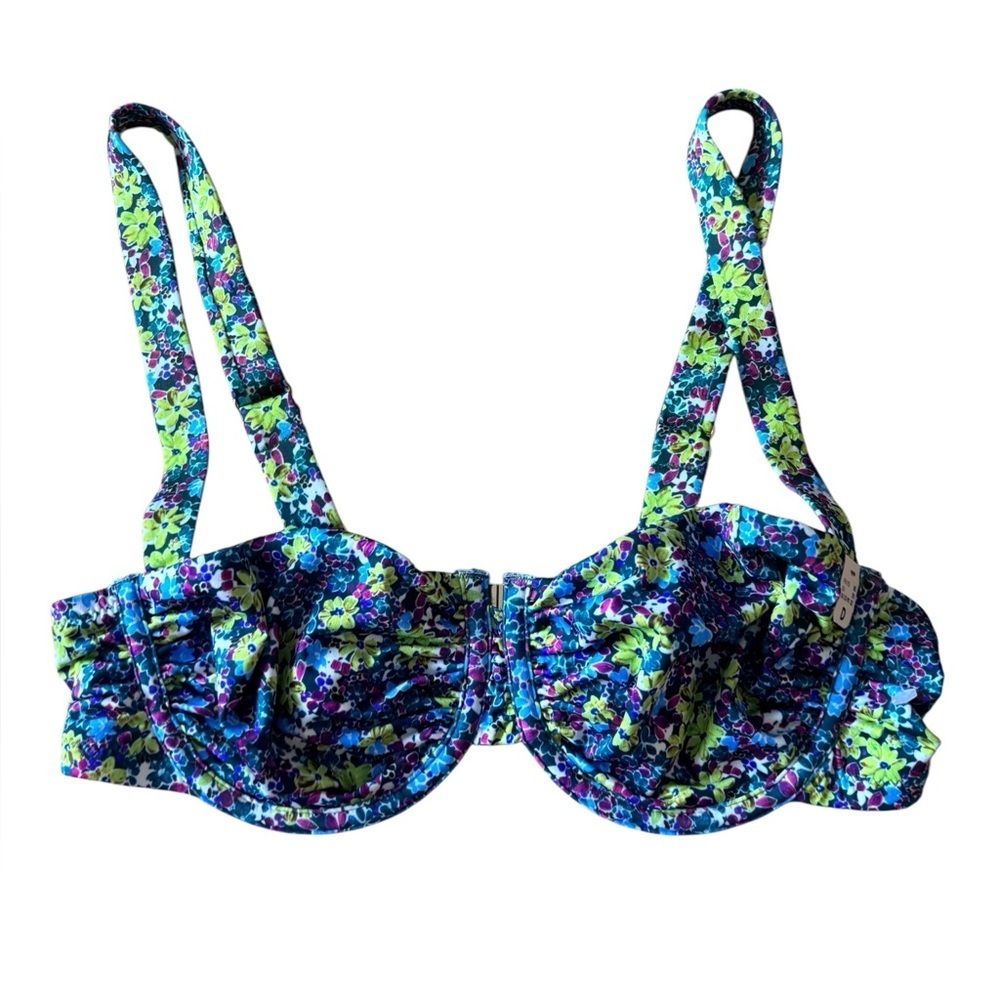 Etam Floral Bikini Top 32D Underwire Swim Top NWT